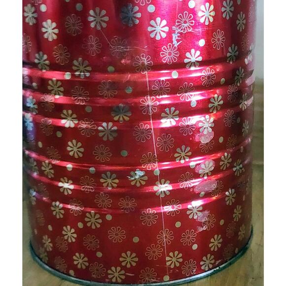 Vintage 7" Hills Brothers / Bros Coffee Can Red Atomic MCM Snowflakes W/ Lid - Picture 13 of 16
